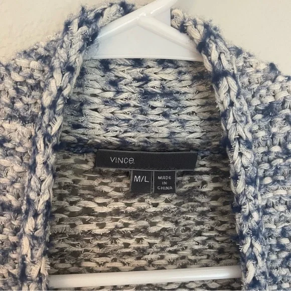 Vince chunky knit open front cardigan Size M/L blue and gray - Picture 4 of 13